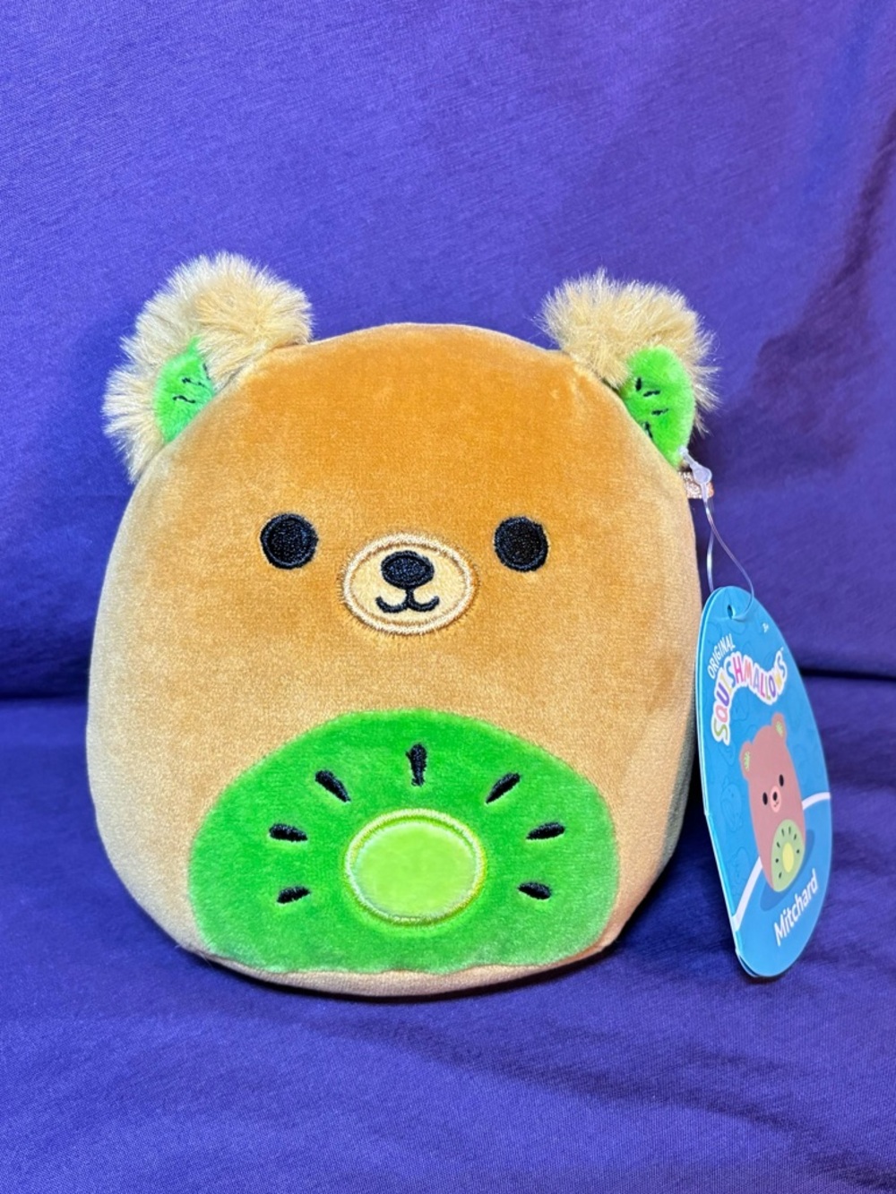 NWT Squishmallows Mitchard the Kiwi Bear Fruit Plush Green Brown Stuffed Animal